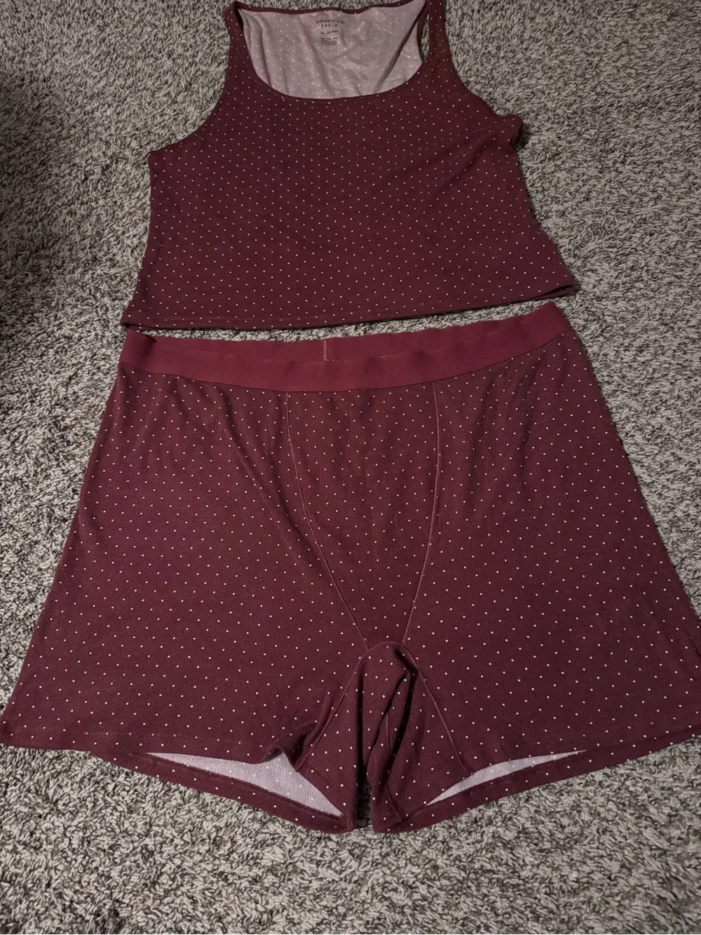 American Eagle Outfitters Burgundy Polka Dot Tank & Lounge Shorts